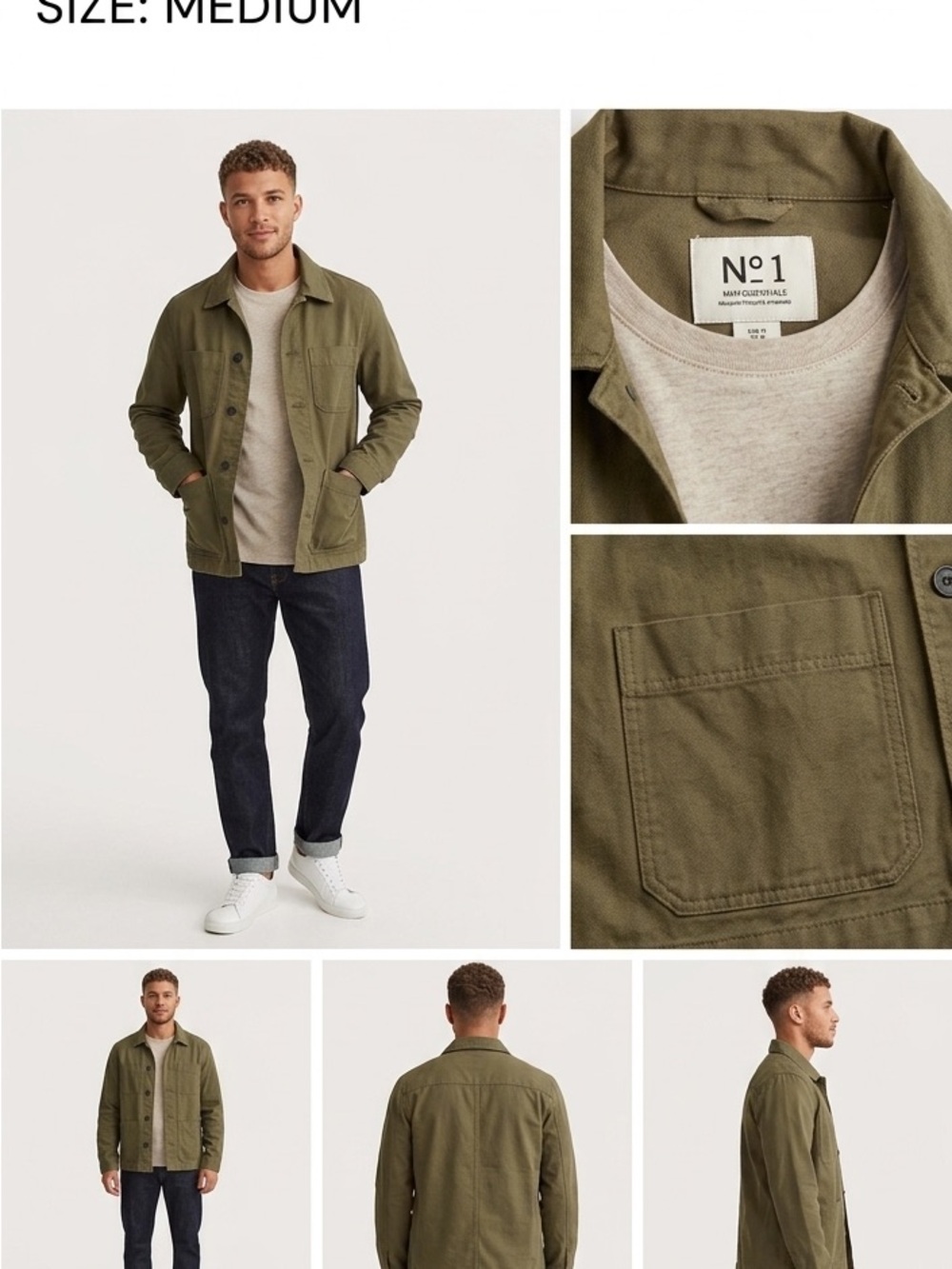 H&M Essentials No. 1 Utility Chore Jacket - Men's Size Medium - Olive